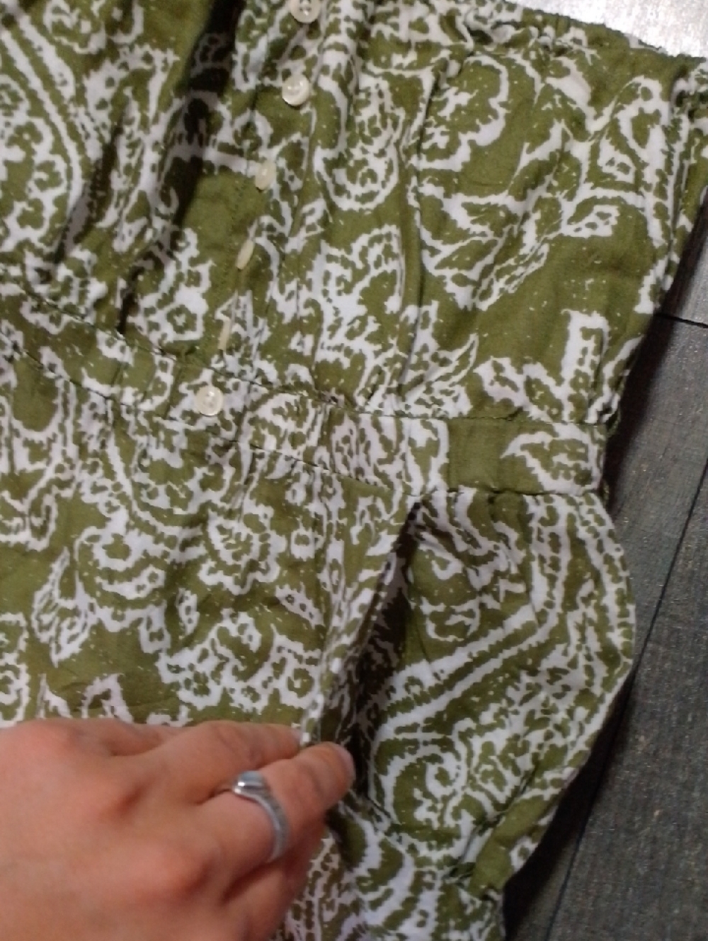 American Eagle Sage Green Paisley Mini Tube Top Dress Trippy Forest Hippie - Picture 4 of 11